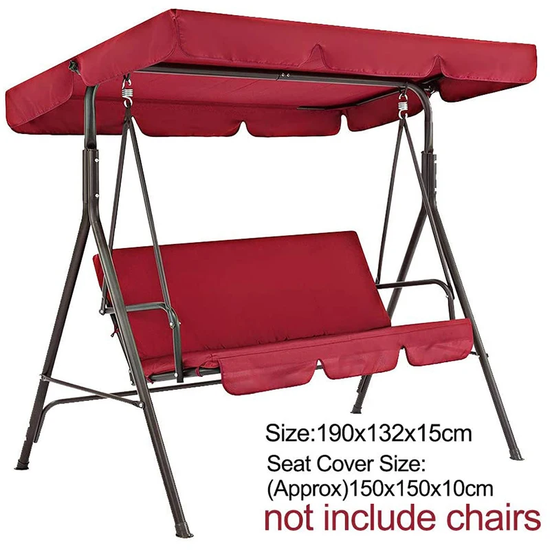 Terrace Swing Chair 2 Pieces / Set Universal Garden Chair Dustproof 3-Seater Outdoor (Red Cover/Not include chair)