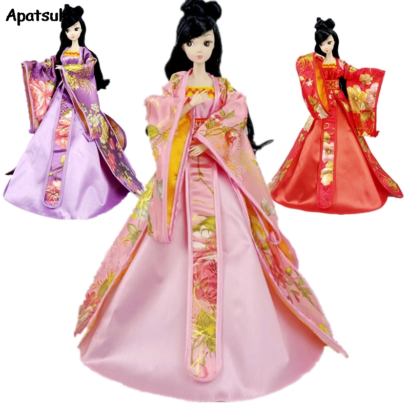 バービー人形のコスプレドレス,3ピース,古代中国の伝統的な美しさの衣装,パーティードレス,おもちゃ,1/6|Dolls Accessories| -  AliExpress