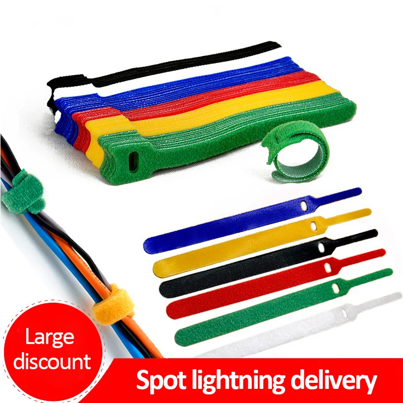 

15cm 50 pcs T-type Velcro Cable Tie Wire Storage Cable Computer Data Cable Power Cable Tie Wire Velcros Adhesive Sticker Strap