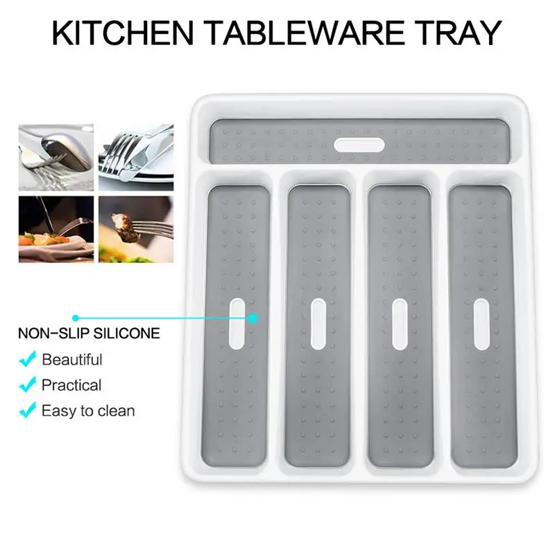 2pcs/5 Compartments Drawer Cutlery Tray Household Organizer Plastic Kitchen Storage Box Large Silverware | Дом и сад
