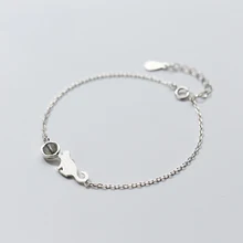 Настоящее серебро 925 проба Кот Шарм браслеты со стразами браслеты из камней изысканные модные браслеты