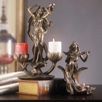 

European Antique Beauty Character Candlestick European Resin Candle Holder Room Decoration Ornament Home Decoration Accessories