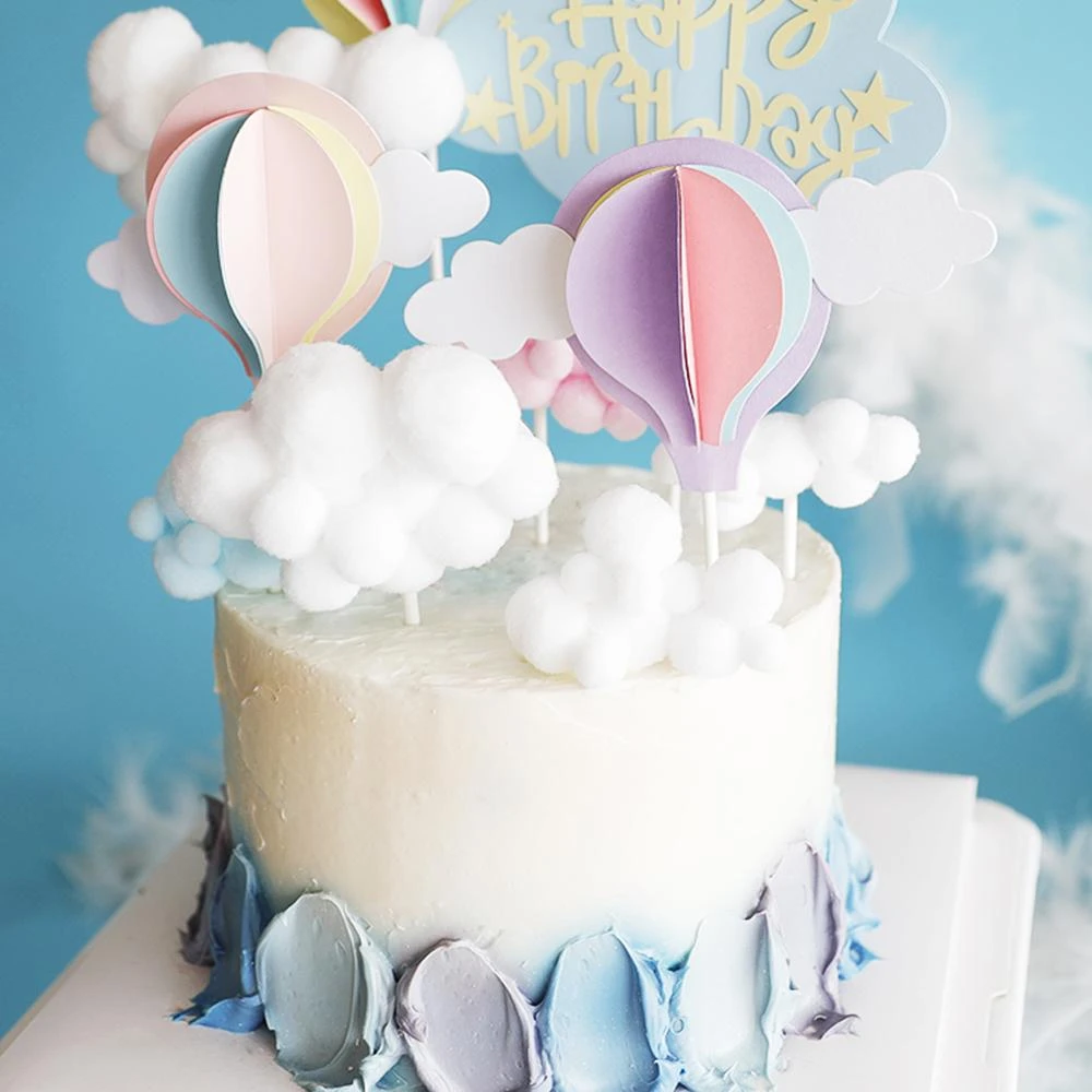 5pc Colorful Hairball Cloud Cake Topper Happy Birthday Party Decor Kids Boy Girl Clouds Cake Decor Birthday Party Cupcake Decor Cake Decorating Supplies Aliexpress
