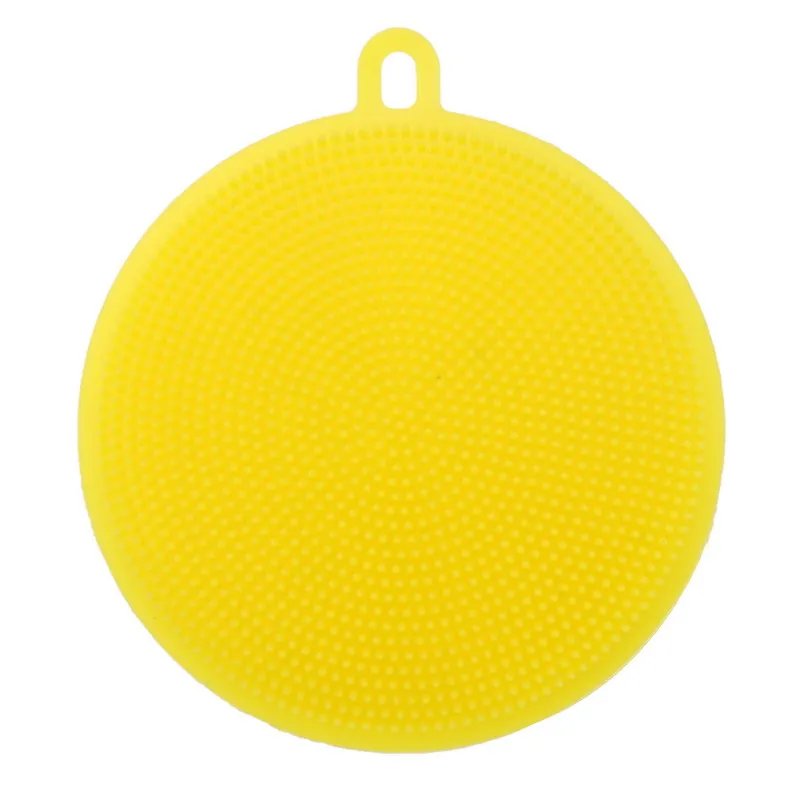 Round Yellow Волшебные чистящие щетки, силиконовая миска для мытья посуды, губка для посуды, кастрюля, легко моющиеся щетки, моющее средство, губки, посуда, инструмент для приготовления пищи - Color: Round Yellow