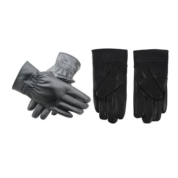 

2 Pair Winter Thermal Lined Driving Smart Warm Soft Leather Gloves Button Fasten, 23X10Cm & 23X21.6Cm
