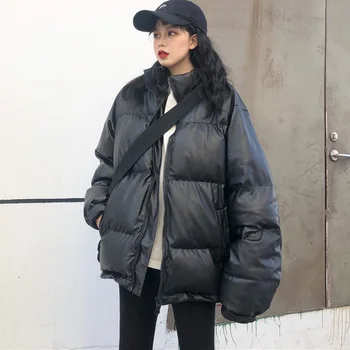 

Cotton Plus Size Down Coat Winter 2020 New Loose Black Hip-Hop Jacket Women Student Thick Long Down Parka