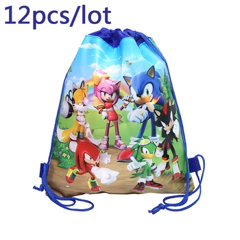 

12pcs/lot Sonic the Hedgehog Theme Backpack Birthday Party Non-woven Fabrics Drawstring Gifts Bag Baby Shower Decoration Mochila