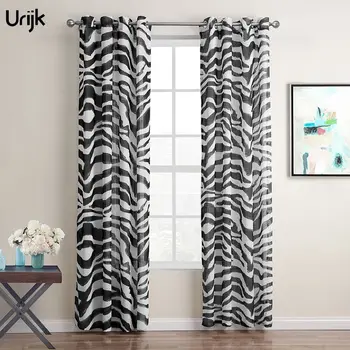 

1PC Zebra Polyester Curtains For Living Room Fashion Print Tulle Curtain Sheer Voile Curtain Window Drapes Cortian