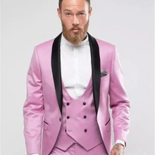 Облегающие смокинги для жениха черные лацканы с отворотом для шафера мужское свадебное платье превосходный мужской костюм из 3 предметов(куртка+ брюки+ жилет+ галстук