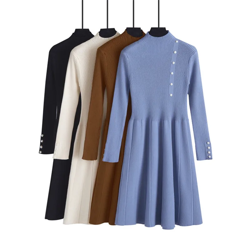 

2019 Autumn Sweater Dress Women Casual Long Sleeve Knitted Party Dress Elegant Ladies Bodycon Winter Dress Vestidos Robe Femme