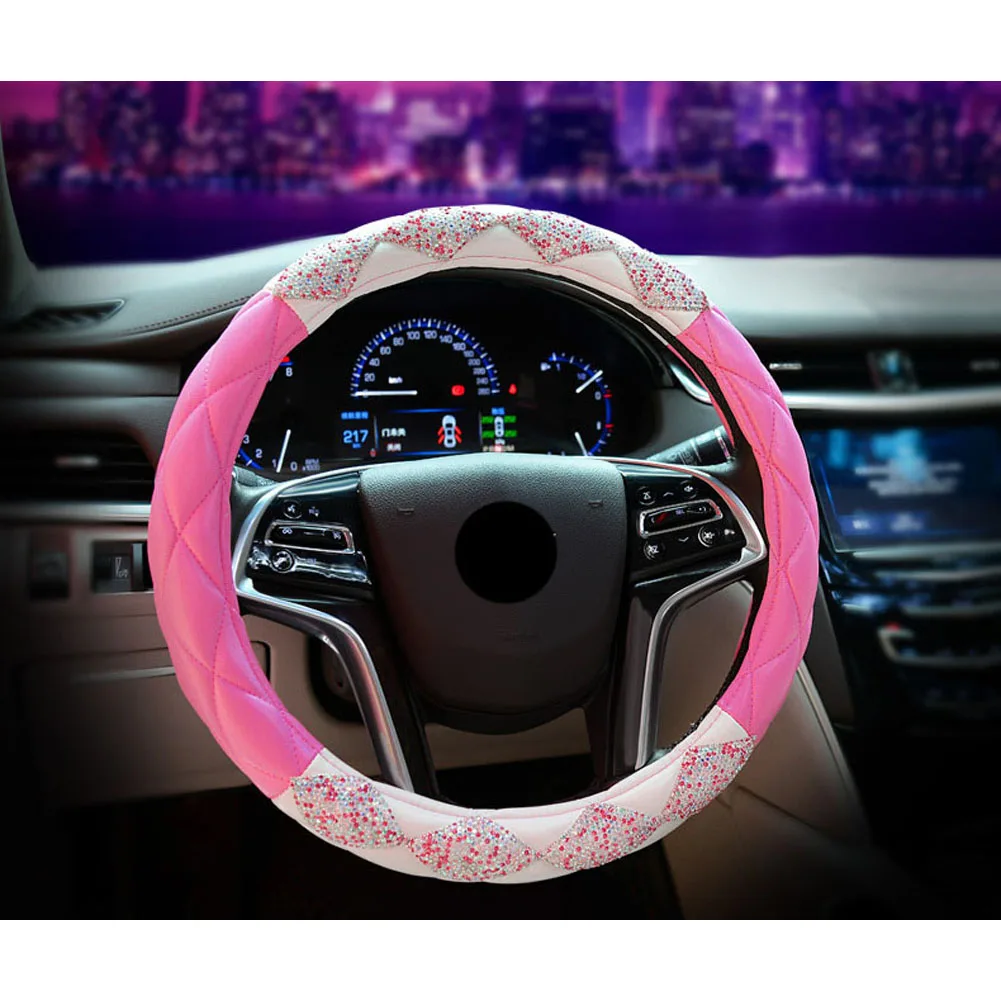 Ручной работы мода алмаз чехол рулевого колеса автомобиля Bling Стразы Skidproof для женщин девочек