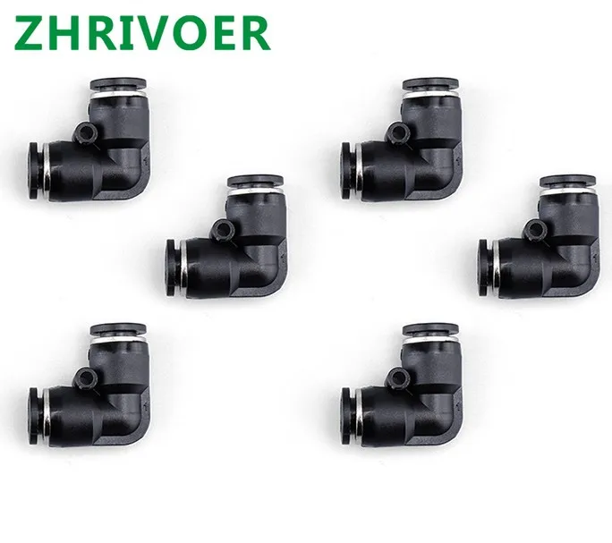 One Touch Push in Air Pneumatic Fitting Quick  Connector Fittings Plastic Gas   Black L Shaped Elbow 4mm to 16mm   OD Hose