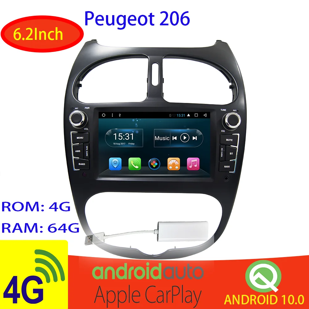 Автомагнитола на Android pantalla peugeot 206 аксессуары для телефона gps навигация
