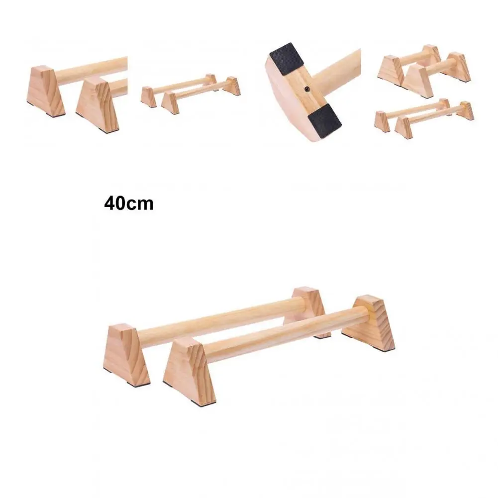 

1 Pair Wood Parallettes Stable Parallettes Bar Impact Resistant Push Up Stands