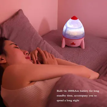 

Rocket Galaxy Projector LED Night Light USB Music With Remote Control Light For Kids Bedroom Decor As Children'S Gift Lamp