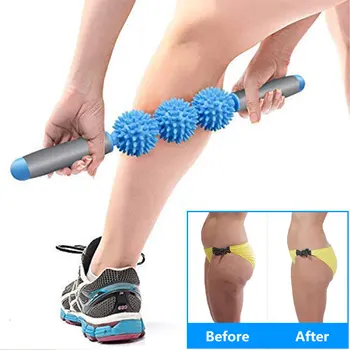 

Three ball Wheel Type Full Body Massage Stick Deportesy Fitnes Exercises Deep Relieve Muscle Soreness Cramps Men And Women Use