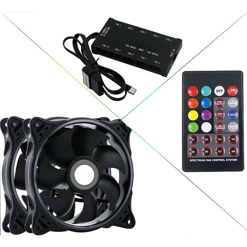 

DR12 Computer Case PC Cooling Fan RGB Adjust LED 120mm Quiet Cooler IR Remote Control 3Pin/4Pin RGB Extension Cable PC Radiator