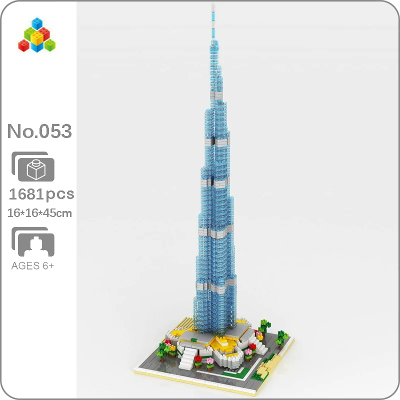 YZ 053 мировая архитектура Дубай Burj Khalifa башня дерево цветок модель мини алмазные