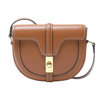 

Women Bag 2020 Summer New Semicircle Saddle Bags Small Bag Female Genuine Leather Messenger Lock Shoulder Bag BA118