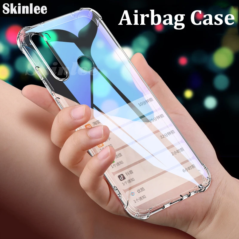 Прозрачный чехол Skinlee для Realme C3 оригинальный противоударный с подушкой