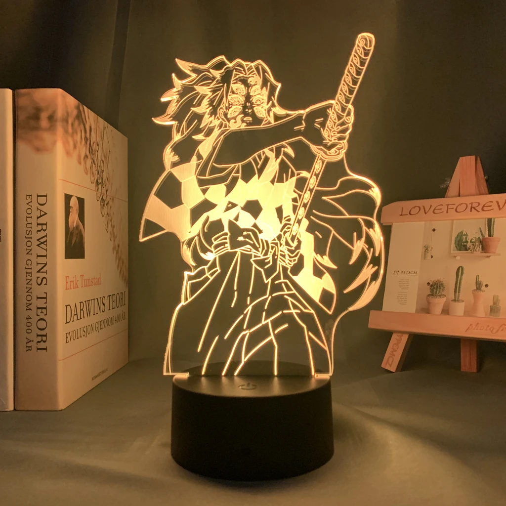 

Аниме светодиодный светильник Kimetsu No Yaiba Kokushibo для спальни украшение ночсветильник подарок манга 3d лампа рассекающий демонов Декор для комнаты