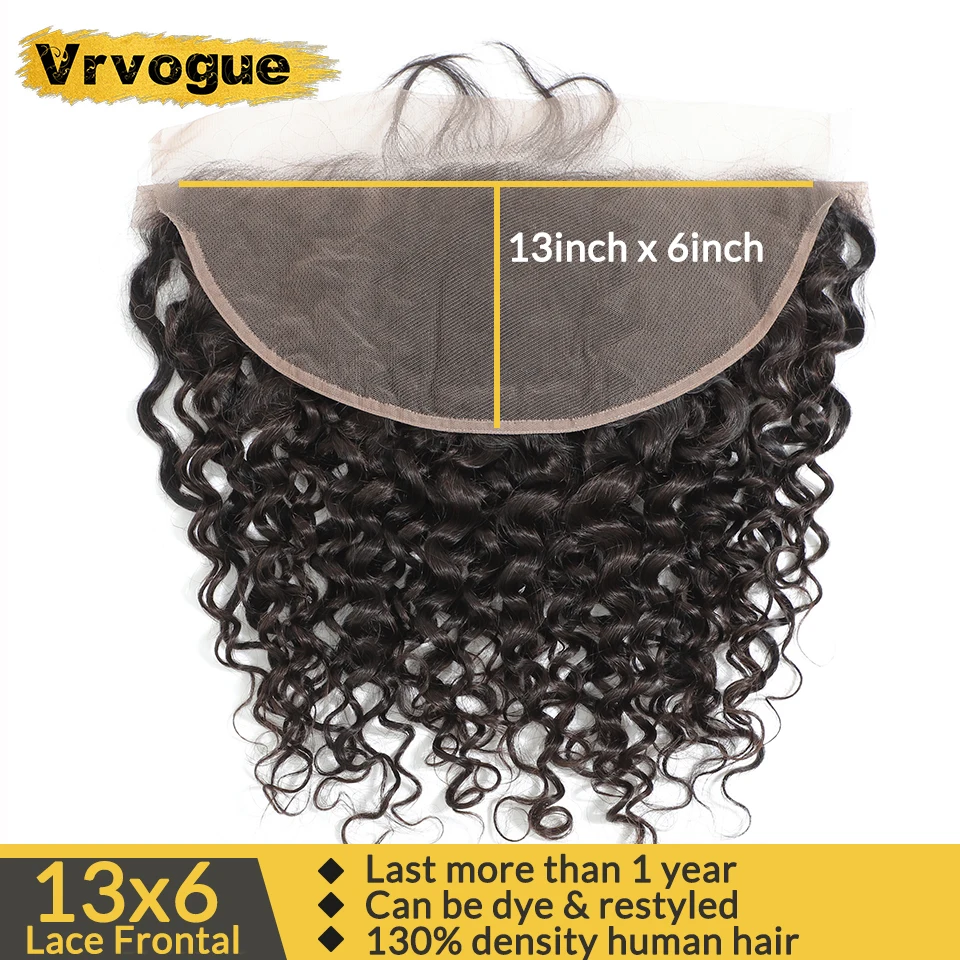 

Vrvogue 13x6 Lace Frontal Malaysian Water Wave Frontal Free/Middle/Three Part 8-22 Inch Remy Human Hair Lace Frontal Closure