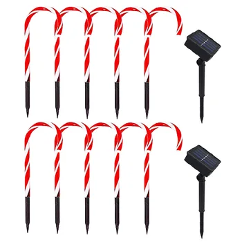 

2 Set Christmas Tree Decoration Led Easy Install Solar Powered Cane Lights Festival 5 In 1 Multifunction Holiday Intelligent