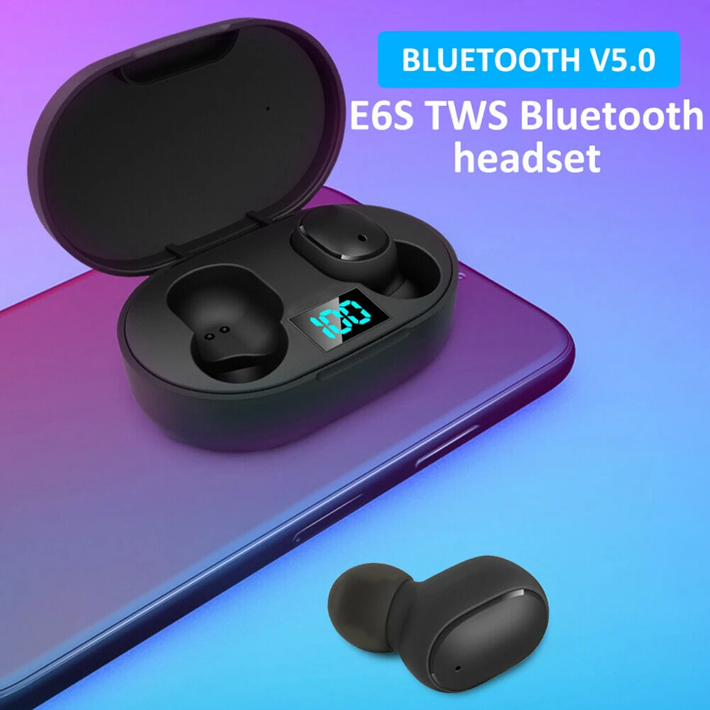 E6S TWS Bluetooth 5 0 Wireless Earphone For Redmi Earbuds LED Display Bluetooth V5 0 Headsets with Mic For iPhone Huawei