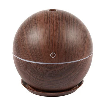 

New Ball 130Ml Air Humidifier Electric Aroma Diffuser Aromatherapy Essential Oil Cool Mist Maker 7 Color Light Dark Wood Grain B