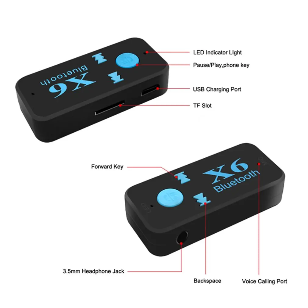 X6 адаптер Bluetooth приемник авто Bluetooth Aux Комплект Поддержка TF карты A2DP аудио стерео Bluetooth HandFree приемник