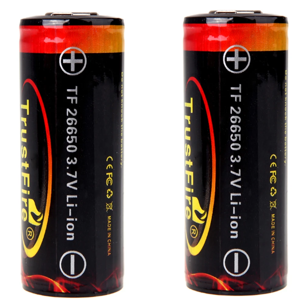 Высокое качество Trustfire 2pcs 26650 3,7 v 5000mAh литий-ионная аккумуляторная батарея с защищенной печатной платой