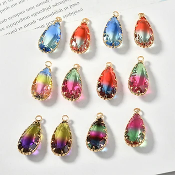 

Color gradient impingement retro copper bag cutting surface crystal water drop diy earring accessories material accessories
