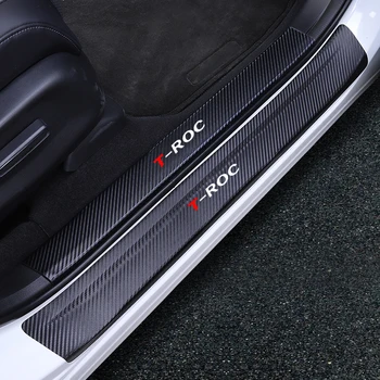 

Car Threshold Sticker Carbon Fiber Leather Door Sill Sticker For Volkswagen Sagitar Passat Magotan Lamando T-ROC Tayron BORA