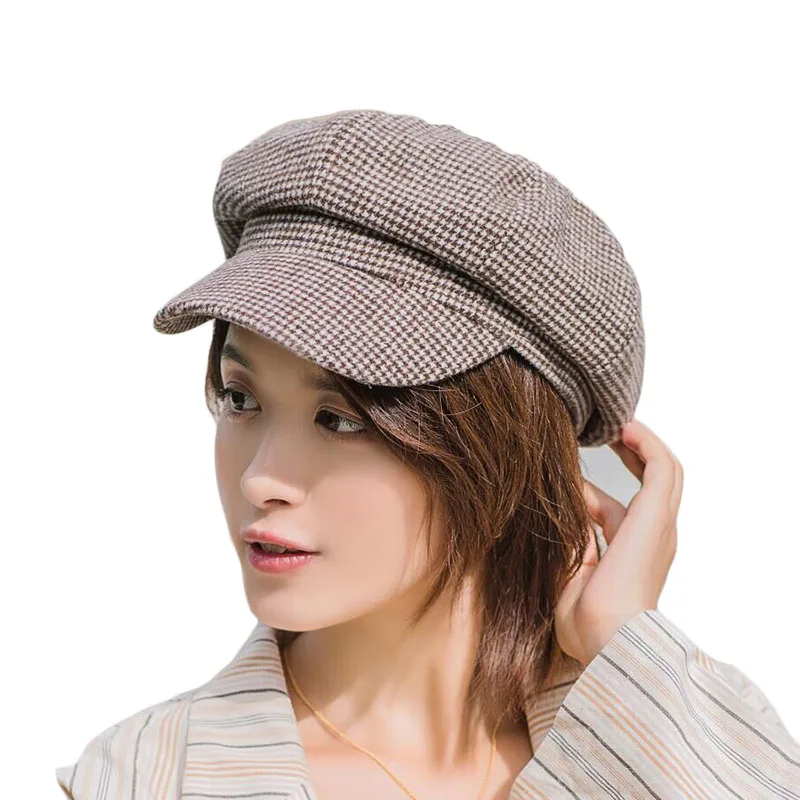 Новые Зимние береты с гусиными лапами для женщин, французский стиль, женская теплая шерстяная шапка, ретро шляпы с широкими полями, женские береты