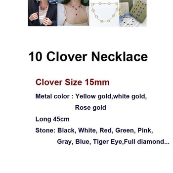 

Elegant Vintage 10 Clover Charms Necklace Women In Sterling Silver 925 Set Real Natural Stone Hot Brand Top Quality Bijoux Gifts