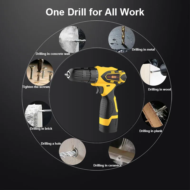 12V литиевая аккумуляторная отвертка Мощность инструменты электрические сверла по металлу Профессиональный Беспроводной ручная дрель-шуруповерт Батарея