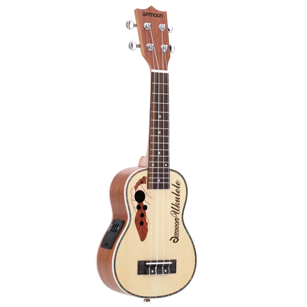 

ammoon Spruce 21" Acoustic Ukulele 15 Fret 4 Strings Stringed Musical Instrument with Built-in EQ Pickup