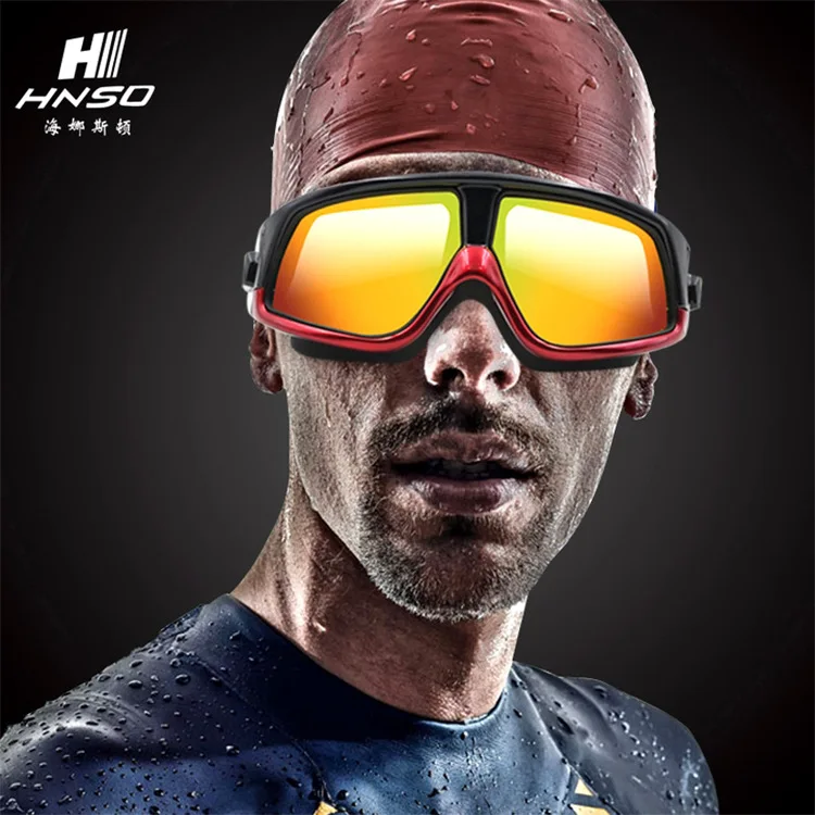 

Large Frame High-definition Swimming Glasses Plain Glass Electroplated Anti-fog Swimming Goggles Adult Goggles 9611