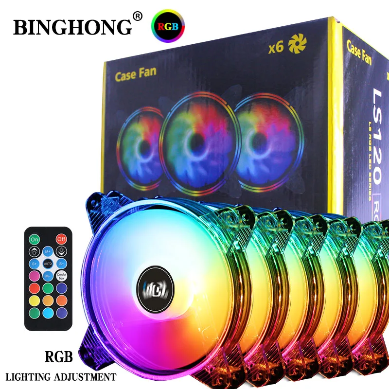 Вентилятор для чехла 120 мм Компьютерный охлаждения RGB 6 контактов цветной