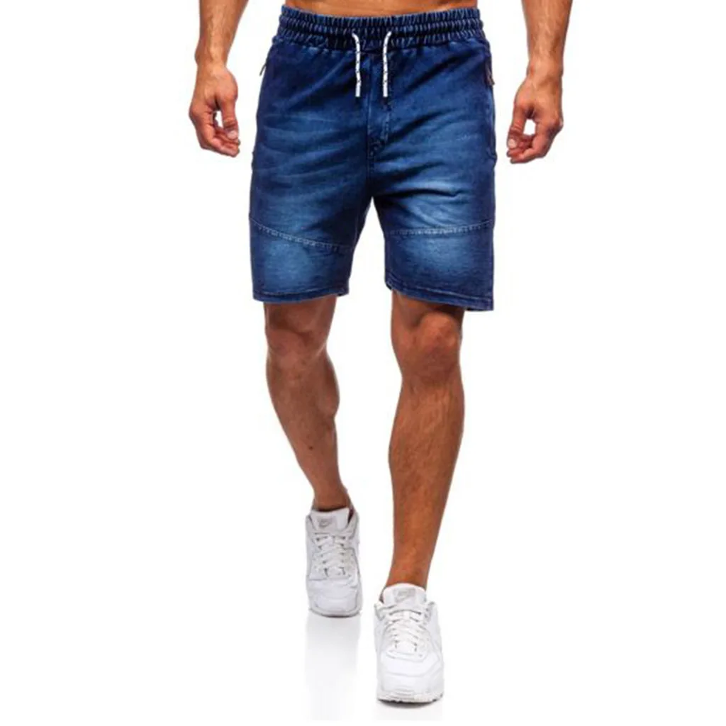 'Men's Casual Denim Shorts Elastic Tether Wash Knee Length Sports Denim Shorts 'Men's Casual Denim Shorts Elastic Tether Wash Knee Length Sports Denim Shorts