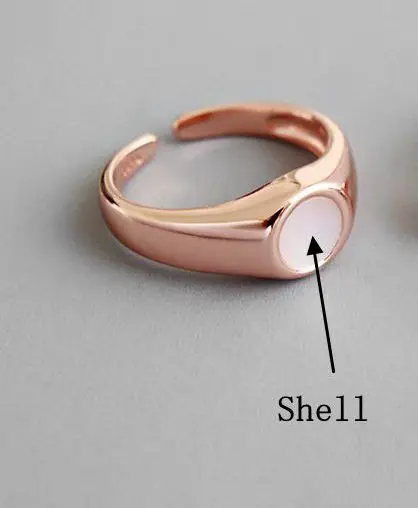 Silvology 925 Sterling Silver Shell Opal Cat Eye Stone Rings Rose Gold Round Romantic Rings for Women Girls Jewelry Charm - Gem Color: Rings-B