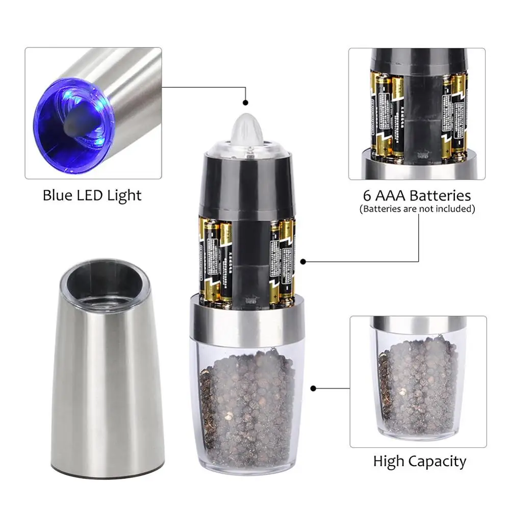 Electric Pepper Grinder Salt And Pepper Grinder Spice Mill Kitchen Accessories 1PC/2PCS