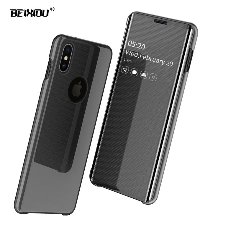 Зеркало смарт чехол для iPhone X XS Max XR Clear зеркало заднего вида держатель книжка 11 2019 7
