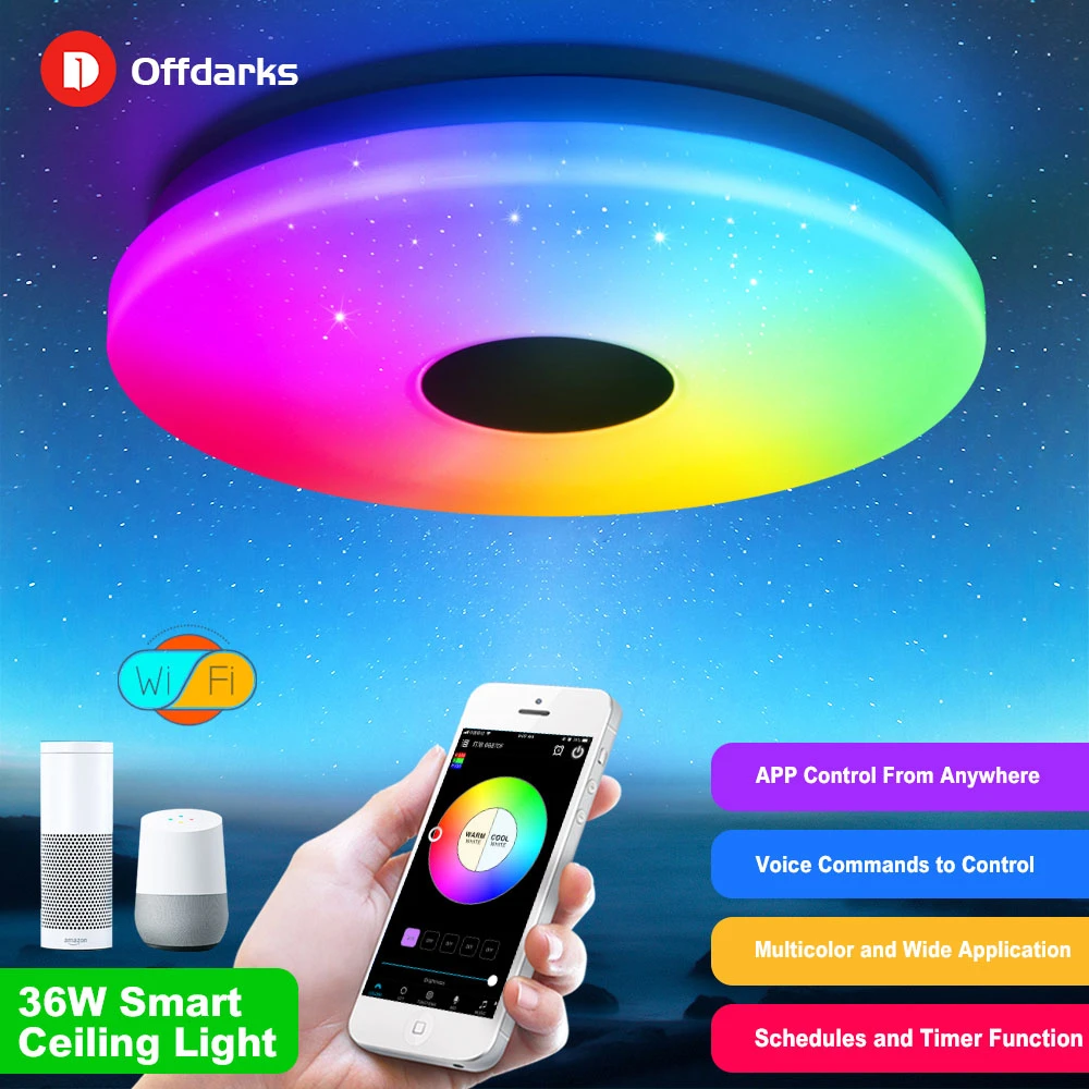 Offdarks Smart Ceiling Light, Compatible With Alexa And Google Home,for