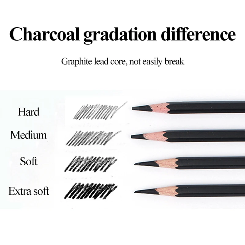 Marie's 6/12pcs Professional Sketch Charcoal Pencil Soft/Medium/Hard/Extra-soft Drawing Charcoal Pens Art Supplies C7300/7360 4