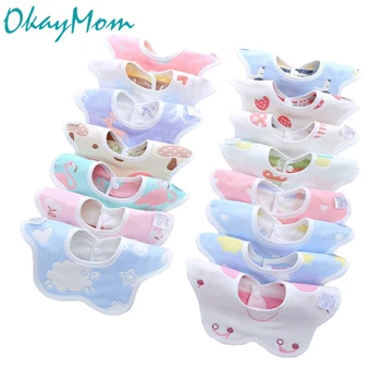 

OkayMom 10pcs Baby Bibs Bebes Babadores Infant Toddler Cotton Snaps For Drooling Teething Newborn Boys Girls Feeding Apron 2020