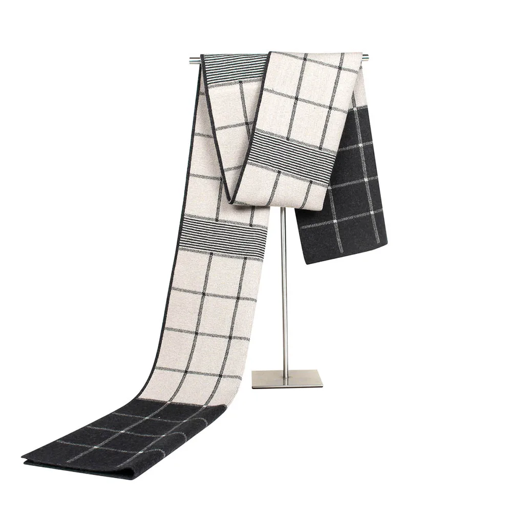 Gray Men Scarf FS Осень Зима Кашемир пашмины плед шарфы для женщин для мужчин джентльмен утолщаются теплые длинные платки платок синий розовый - Цвет: Gray Men Scarf