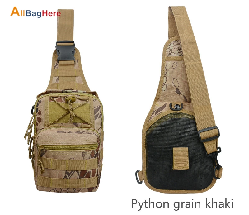 Python Grain Khaki Открытый плечо грудь военный рюкзак Кемпинг путешествия Пешие прогулки треккинг Сумка 10 цветов Водонепроницаемый через плечо Молл спортивные сумки - Цвет: Python Grain Khaki