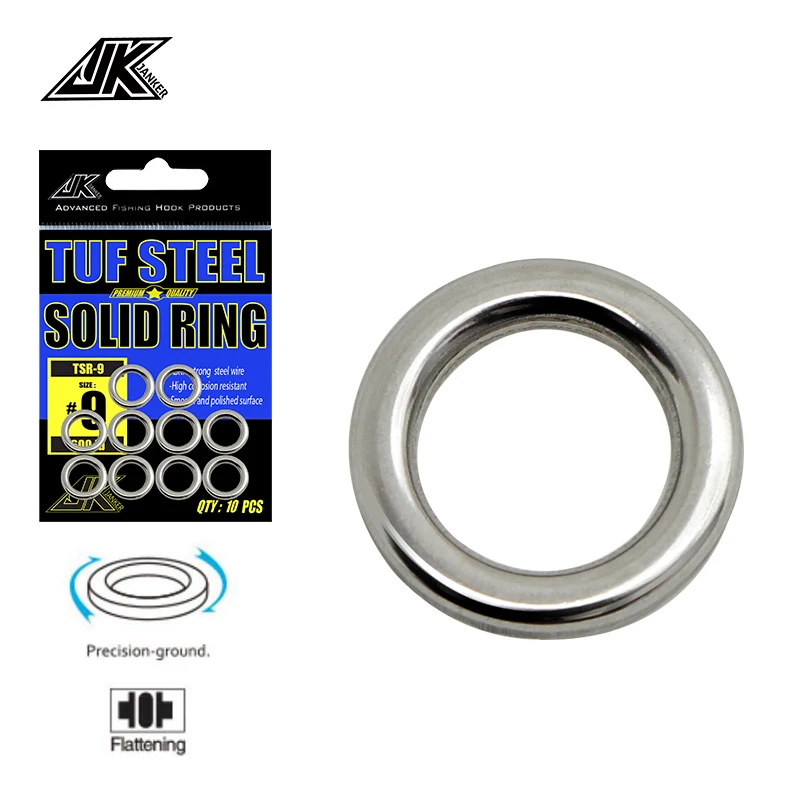 

JK 2 pack 6-12mm Heavy Duty Fishing solid ring No4-9 Seamless ring Stainless Steel 304 polishing Tackle Tool Kit Fishing Lures!!