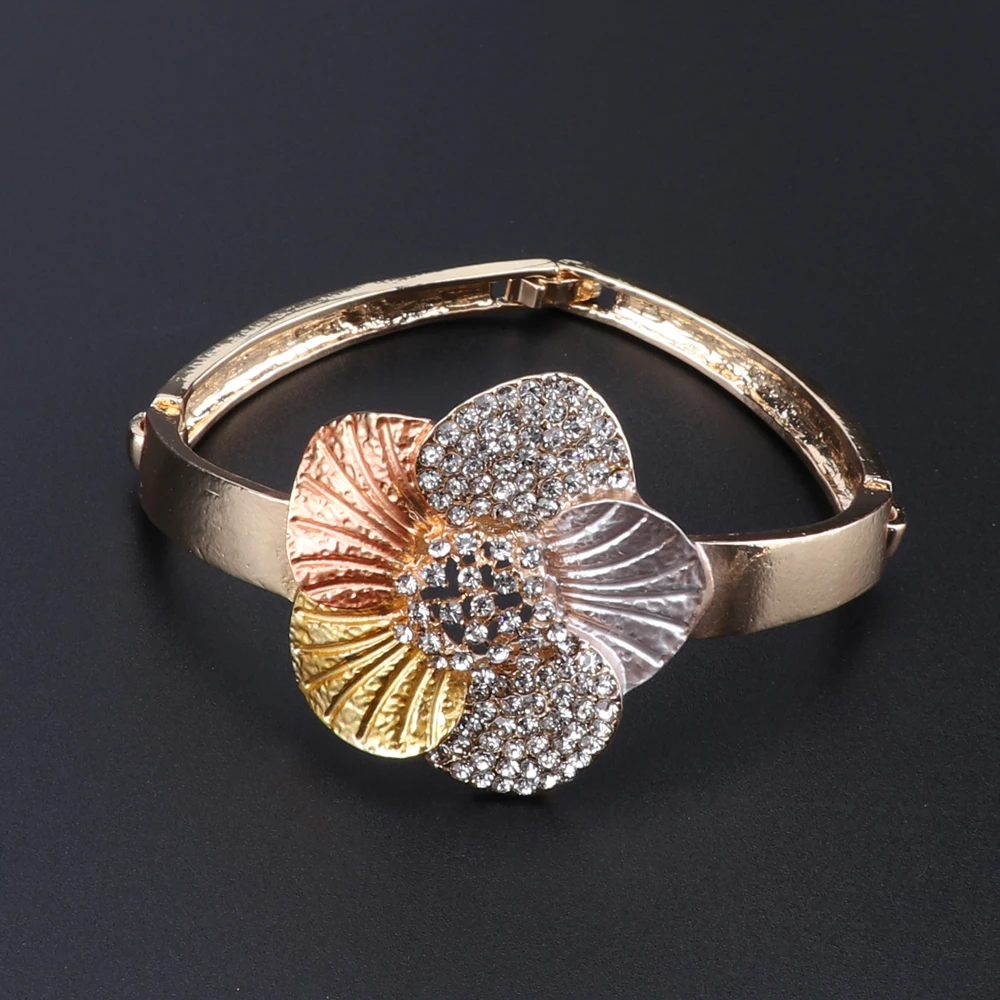 Nigerian Wedding Women Jewelry Set Fashion Dubai Gold Color Flower Shaped Bridal